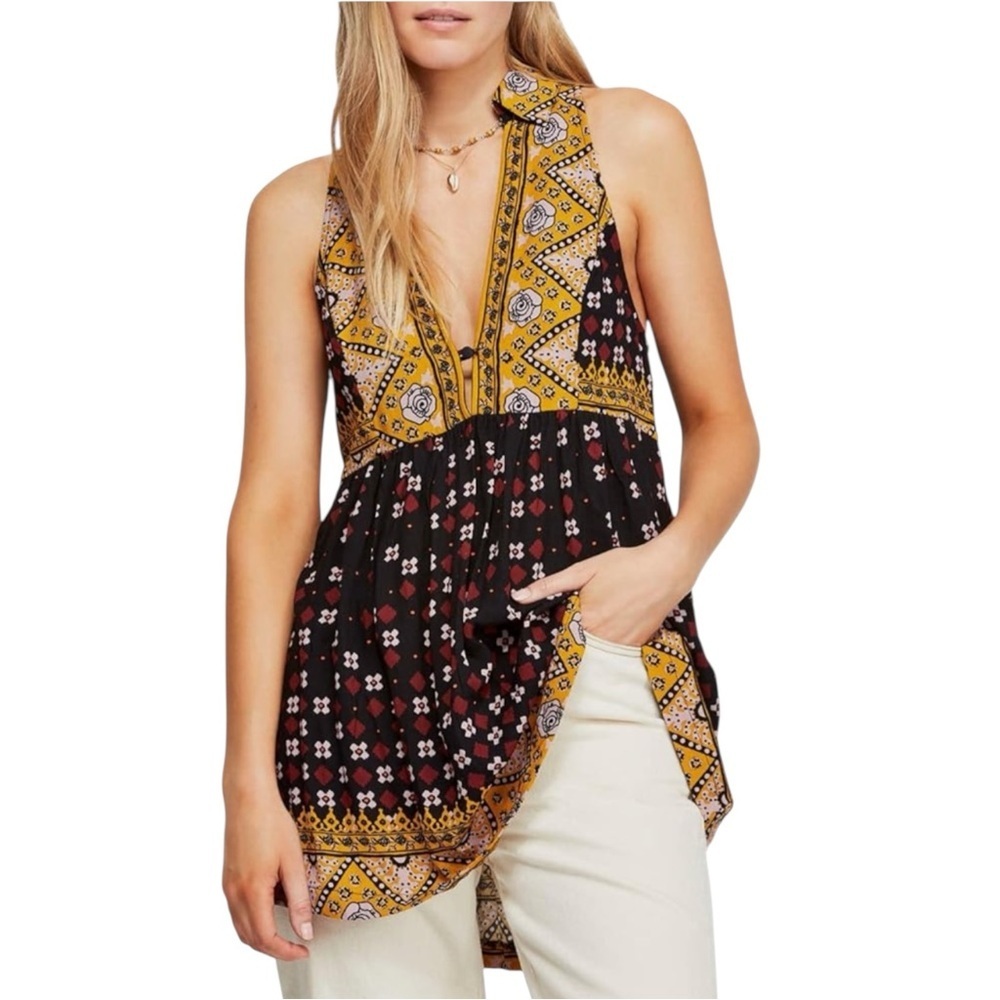 Free People Charolette Sleeveless Boho Tunic Top